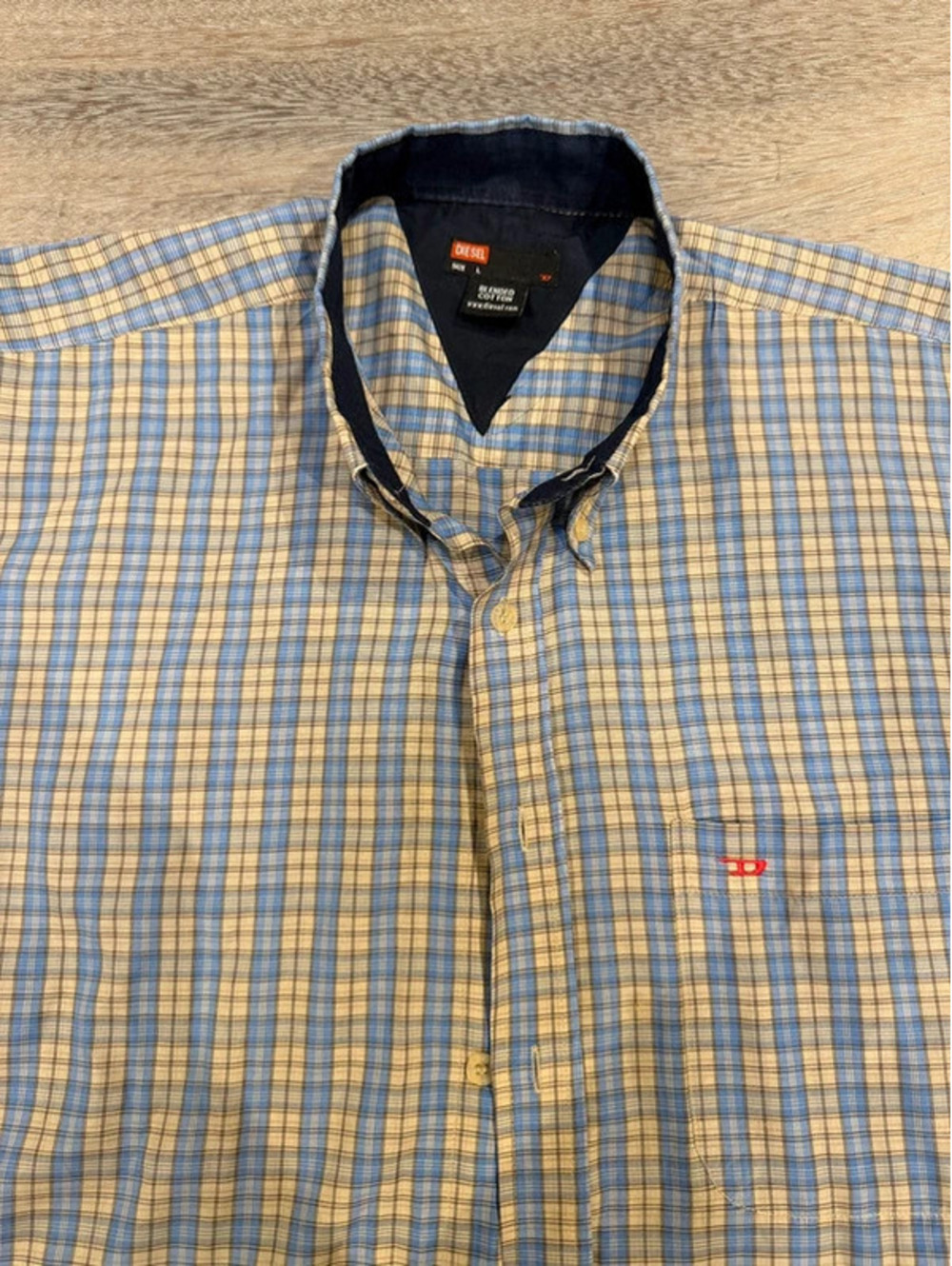 Vintage Diesel button down shirt yellow blue large men